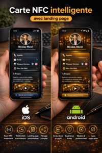 Carte de visite intelligente nfc en isere avec landing page 200x300